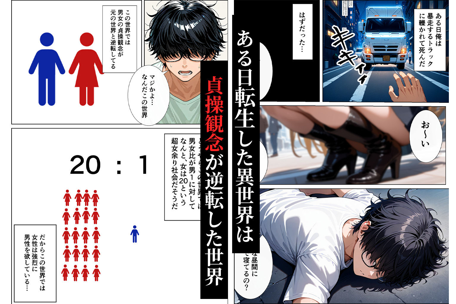 〜貞操逆転アニメハーレム〜転生したら女余りの天国だった件のサンプル画像2